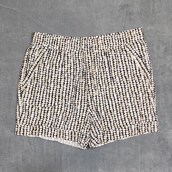 Royalty For Me Linen Blend Shorts XL Pebbled Print Blue Tan Black Pockets Boho - Picture 1 of 6